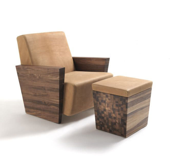 Komplet Lord ze skóry i drewna, RIVA