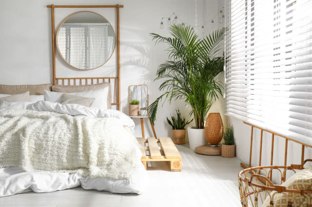 sypialnia w stylu scandi boho