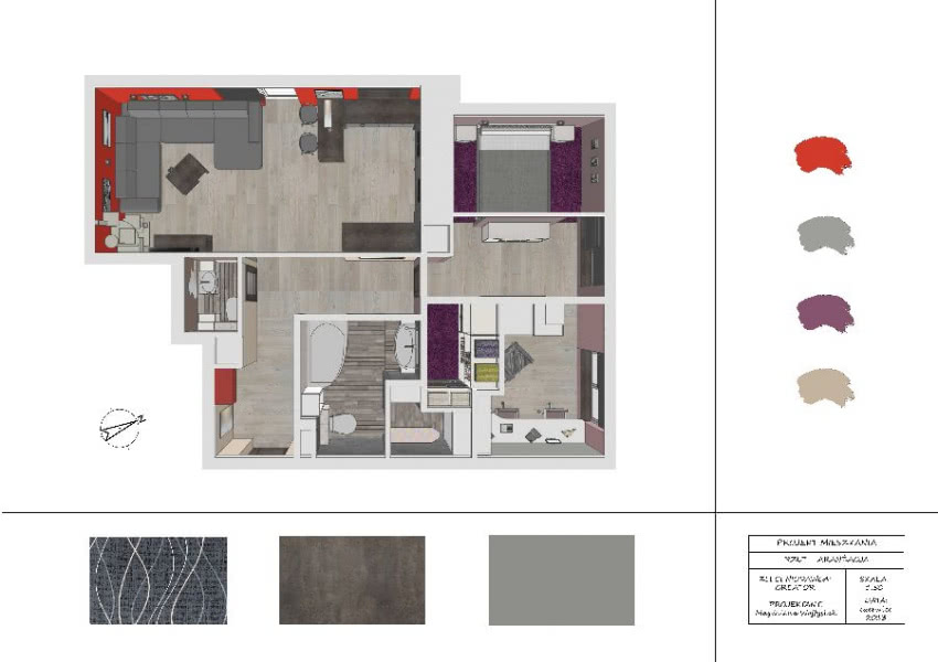 Rzut mieszkania - projekt wnętrza Magdalena...