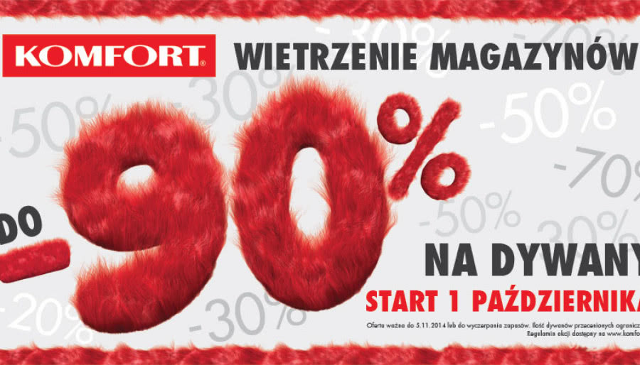 Wietrzenie magazynów w sklepach Komfort! Rabaty do 90%!