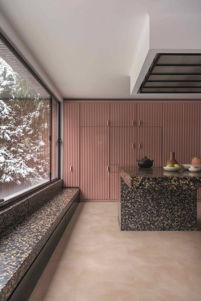 wnętrze monochromatyczne, kuchnia