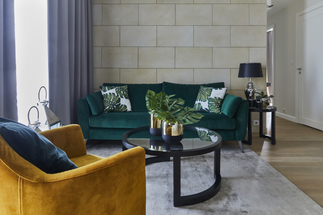 Intensywne kolory w salonie w stylu Modern Classic.