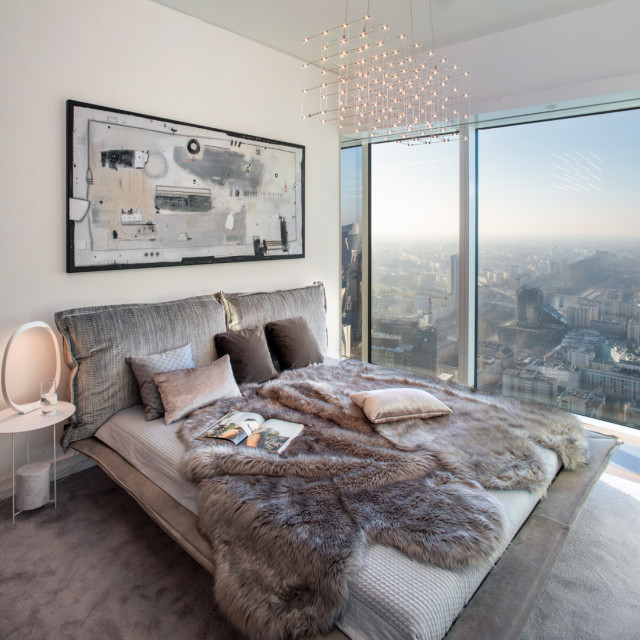 Sypialnia z widokiem na Warszawę
