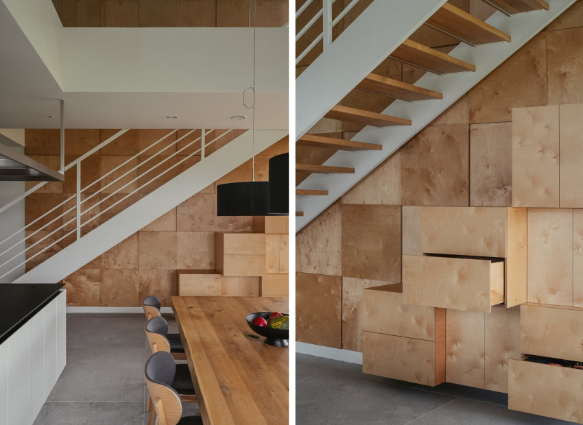 Z okładziną ściany
zintegrowane są
szafki pod...