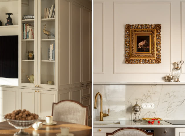 Biel i beż w salonie z antycznymi meblami