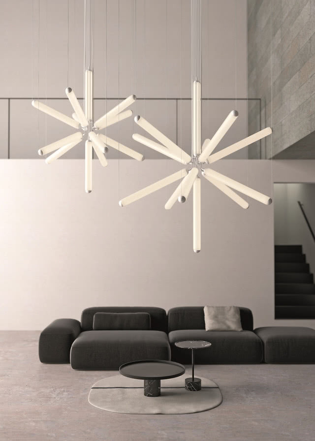 Kolekcja minimalistycznych lamp Puro wprowadza do pomieszczeń intrygującą grę światła w przestrzeni. Fot. Brokis