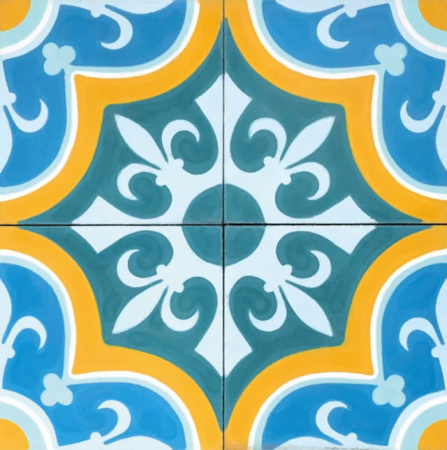 Wzór normandzki, cement i marmur, 20 x 20 cm, purpura.eu