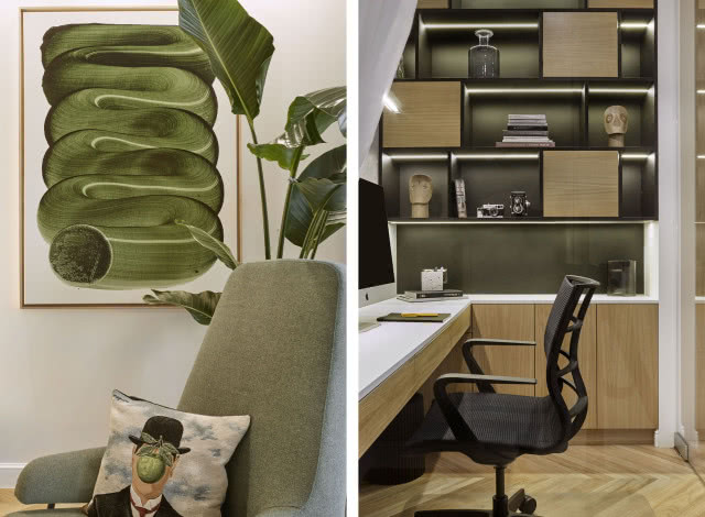 Drewno połączone z zielenią aranżacja