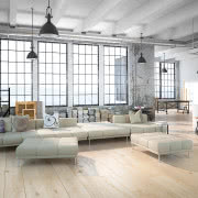 Biała zabudowa kuchenna o gładkich frontach...