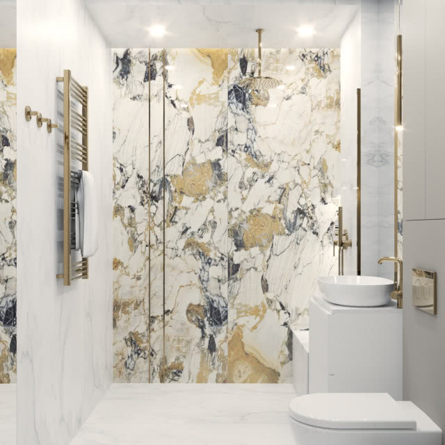 kabina prysznicowa, deszczownica, półki na płyny do kąpieli, drewno pod prysznicem, ozdobny grzejnik, biała szafka podumywalkowa, umywalka nablatowa, sedes