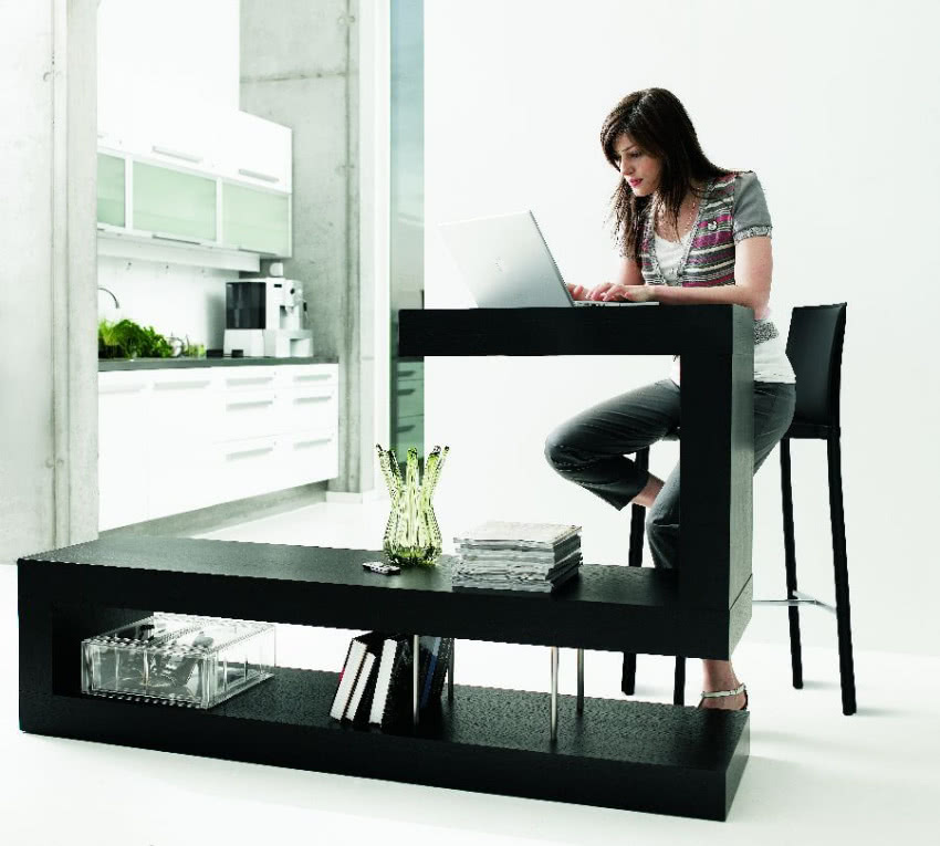 Amari - regał z blatem do pracy, fornir dębowy...