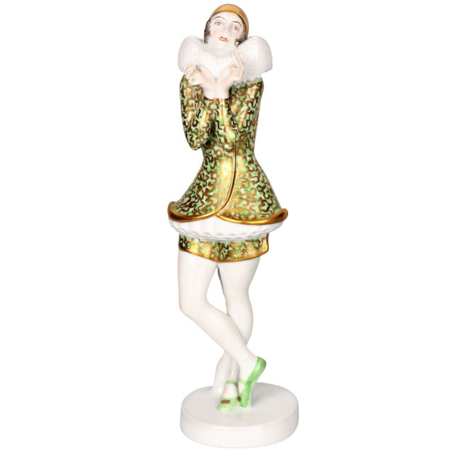 Figura tancerki "Pierrette", Niemcy, Schwarzburger Werkstätten für Porzellankunst, proj. Dorothea Charol wys. ok. 25 cm, Artykwariat