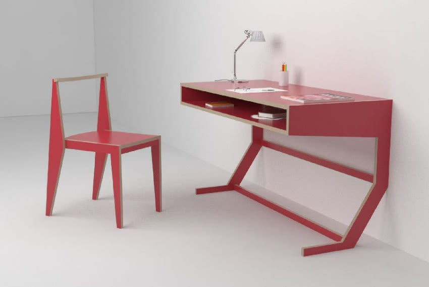 Scritorio - niewielkie biurko ze sklejki topoli...