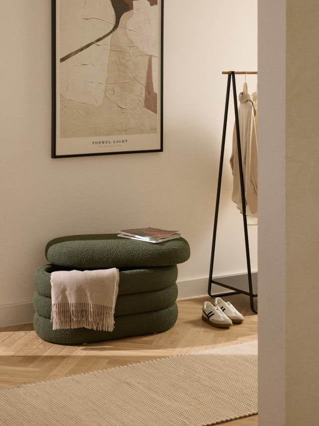 zielony puf ze schowkiem