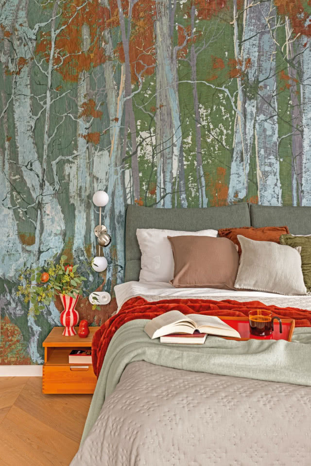 tapeta las w sypialni