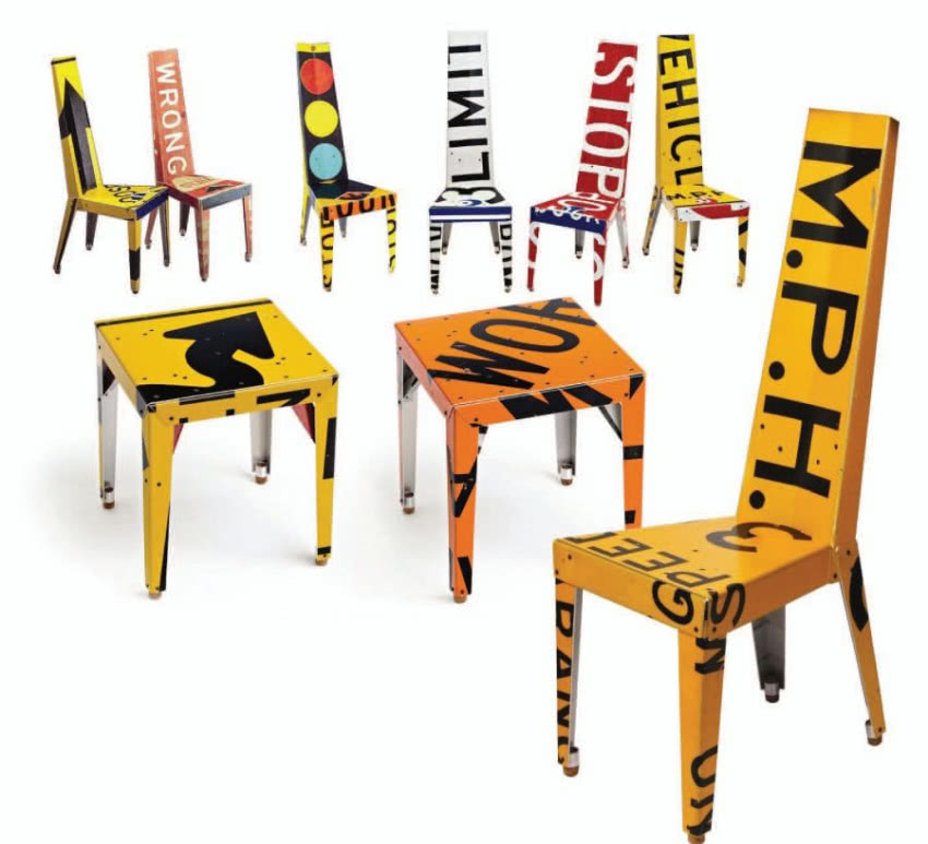 Stołki i fotele wykonane przez Borisa Bally z...