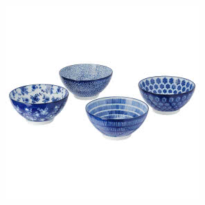 Zestaw miseczek Entusiasm, 12 cm, wzór niebieski, IKEA, 49,99 zł 4 szt.