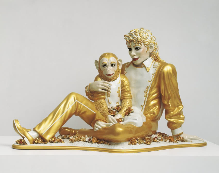 "Michael Jackson and Bubbles", 1988, porcelana,...