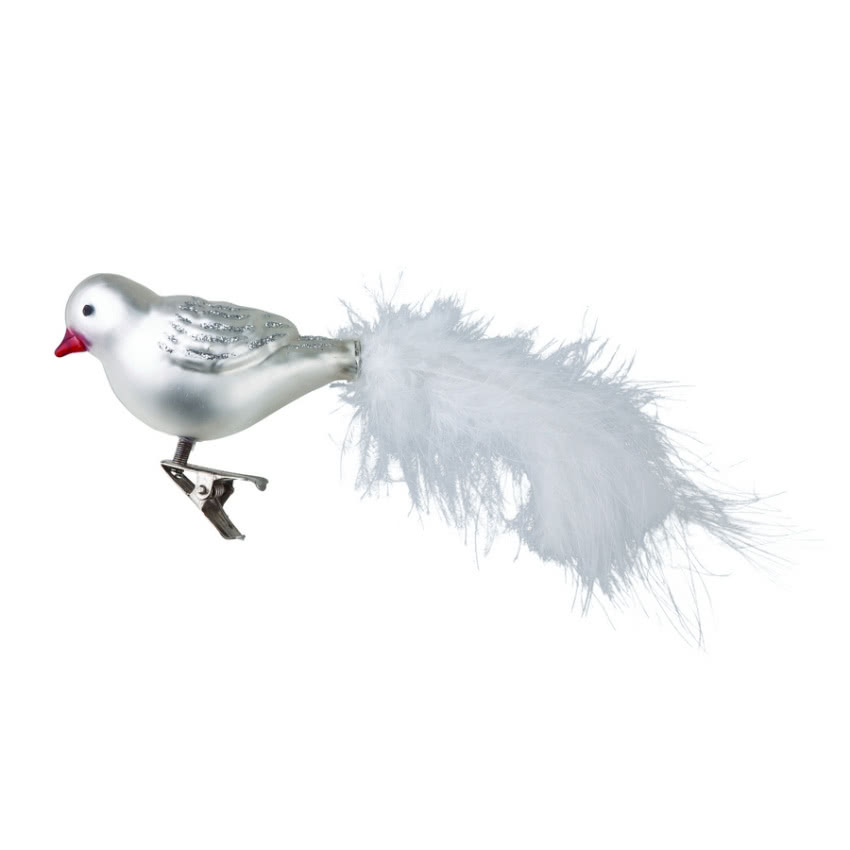 Szklany ozdobny ptaszek KENNET do przypięcia na...