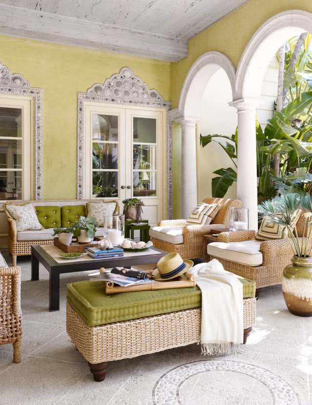 taras z limonkową ścianą