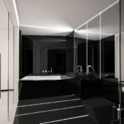 Czerń, biel i wysoki połysk - łazienka, projekt...