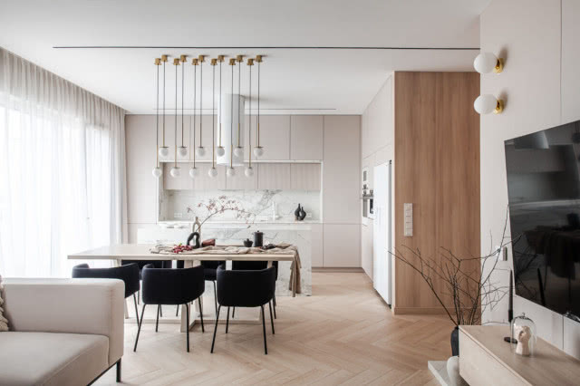 salon z kuchnią i jadalnią