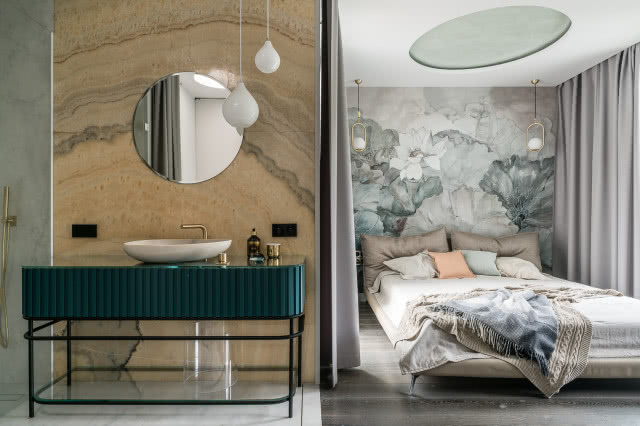 Aranżacja sypialni z łazienką