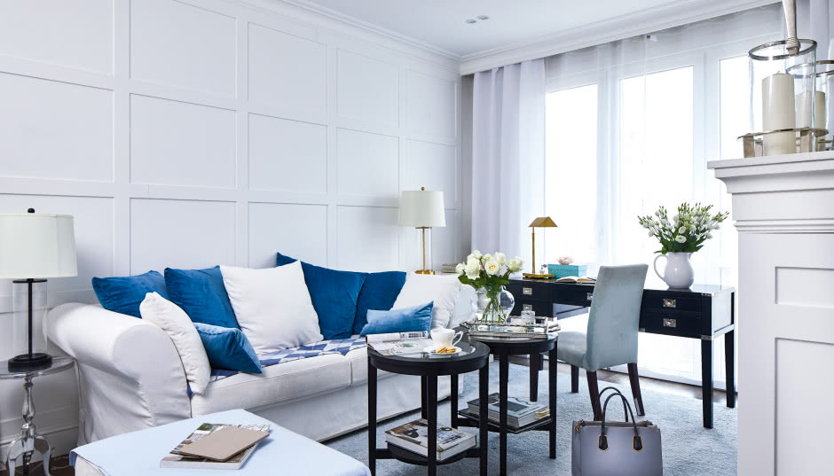 Kobieca kawalerka w stylu hampton