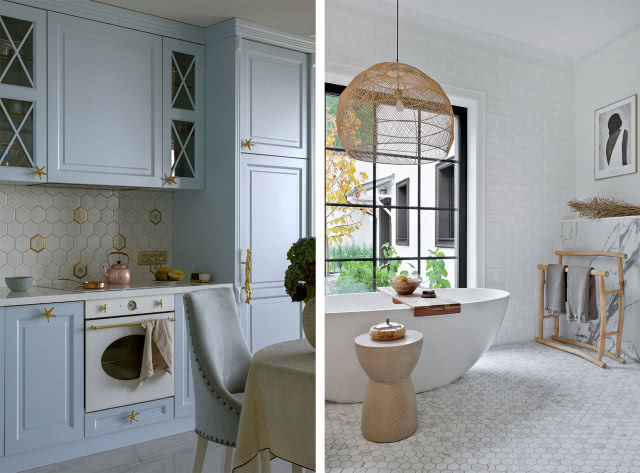 płytki heksagonalne w kuchni i łazience