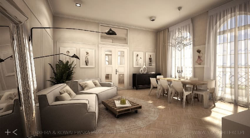 Klasyczny salon w kamienicy - TK Architekci