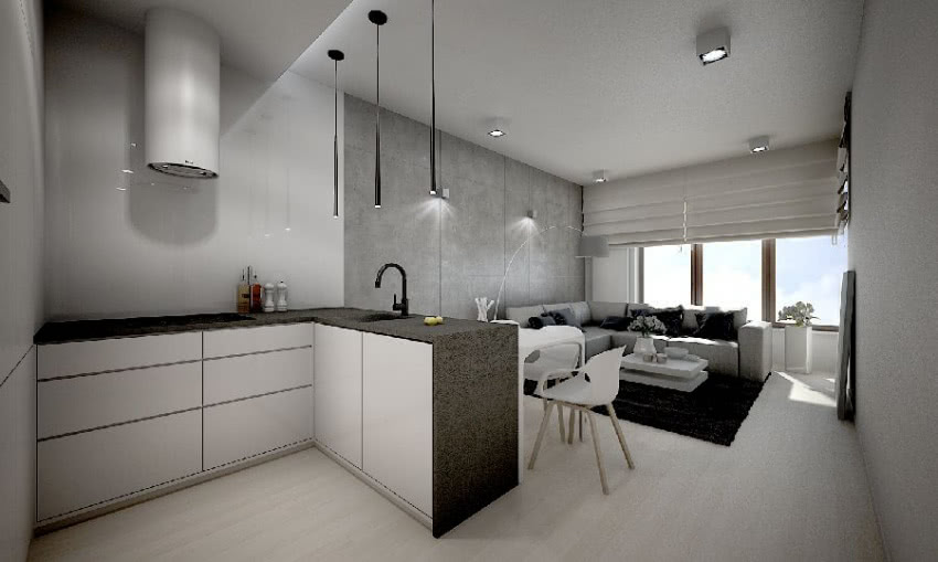 Minimalistyczny apartament w czerni i bieli - TK...