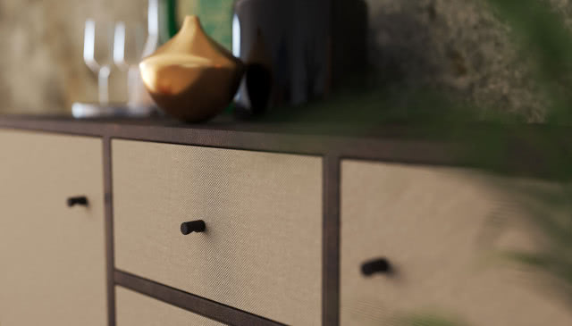 uchwyty jak wieszaki, wazony, komoda