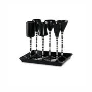 Zestaw 6 szklanych kieliszków na tacy