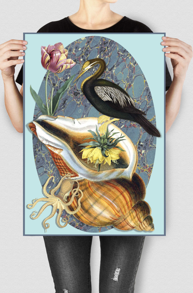 Grafika kolaż na ścianę