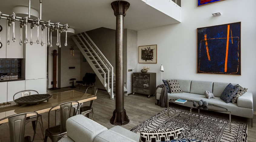 Soft loft, czyli eleganckie mieszkanie z industrialnymi akcentami