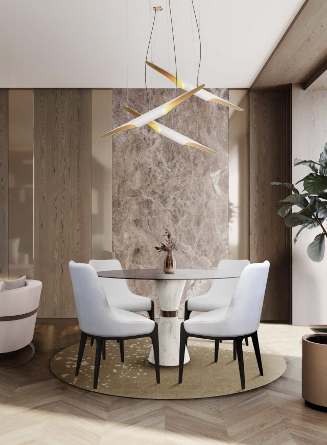 wnętrze monochromatyczne z białymi fotelami