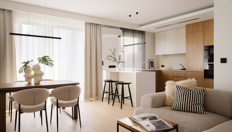 Japoński minimalizm w Warszawie. Wymarzone mieszkanie dla młodej pary