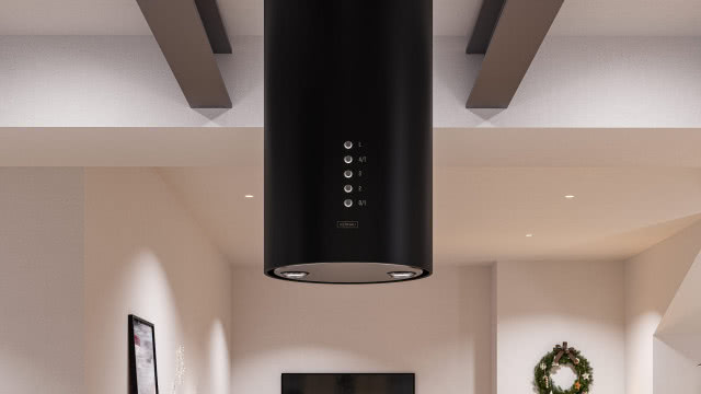 czarny okap podwieszany, 