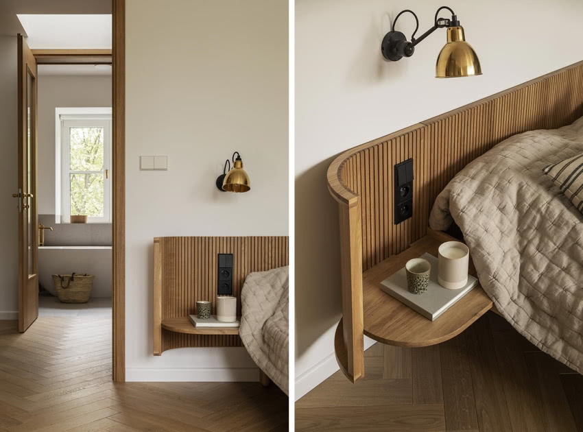 W całym domu przewijają się mosiężne detale: w...