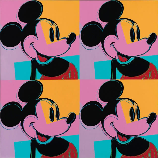 myszka miki ujęta na czterech obrazach