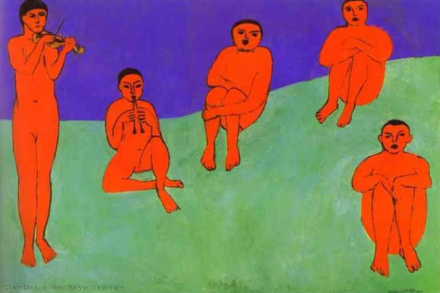 pomarańczowe postaci siedzą i grają