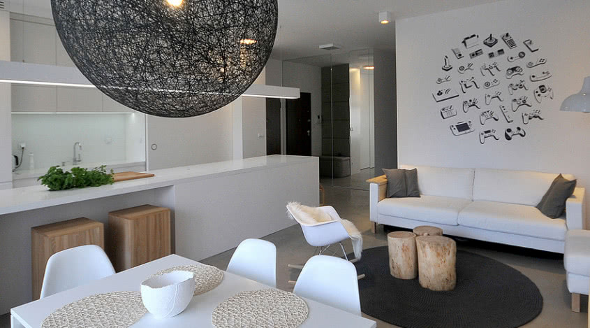 Biały salon, biała sypialnia, biały gabinet - mieszkanie dla relaksu