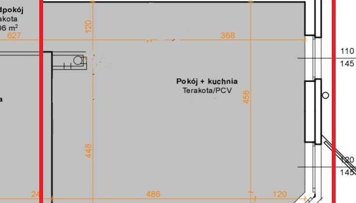 Salon z kuchnią - układ