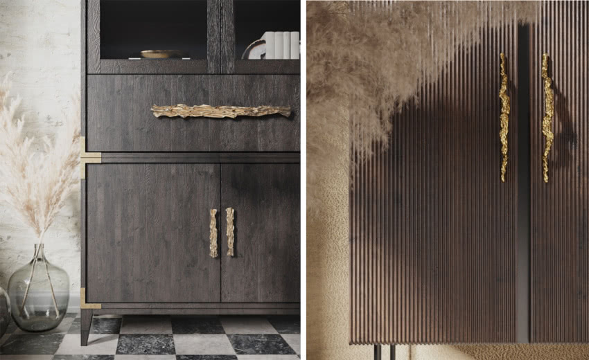 Z lewej Tide mosiężny uchwyt wykonany tradycyjną...