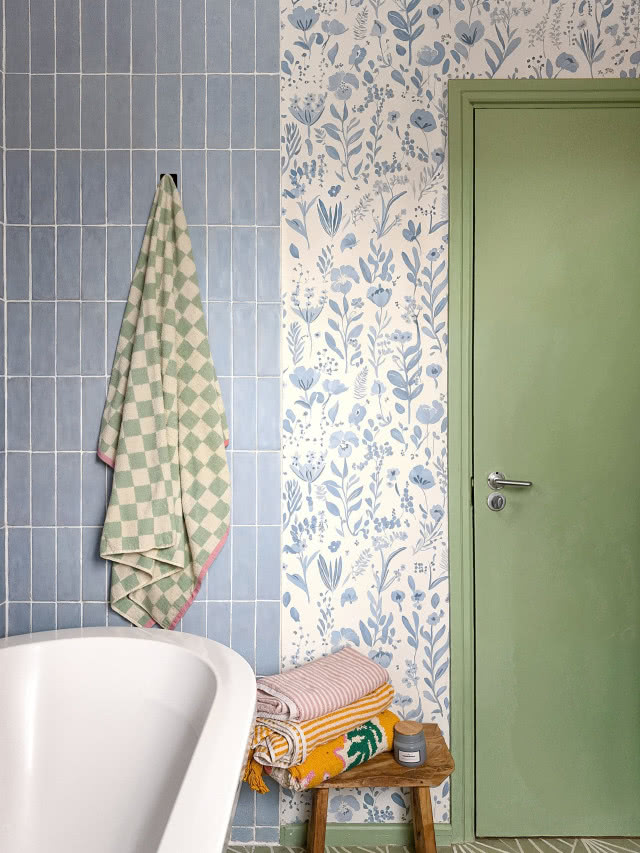 łazienka w błękicie i zieleni