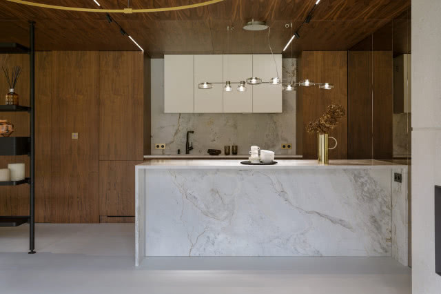 dom wakacyjny kuchnia z wyspą