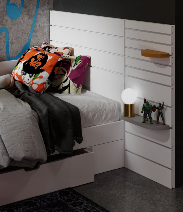 zbliżenie na łóżko z wezgłówkiem