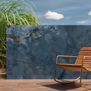 taras, drzewa, trawy, fotel, niebo, chmury