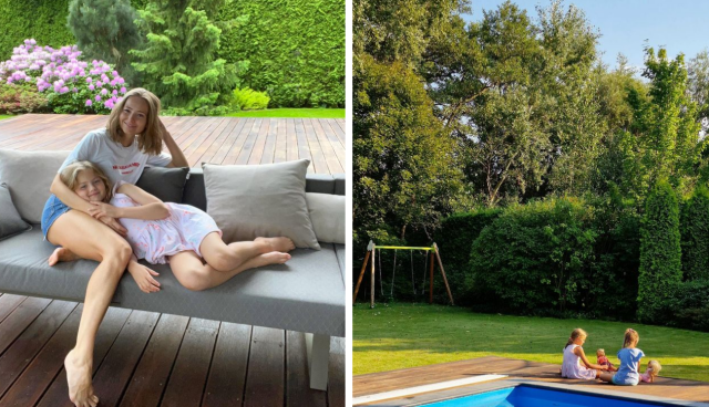 Ogród z basenem i taras Piotra Rubika