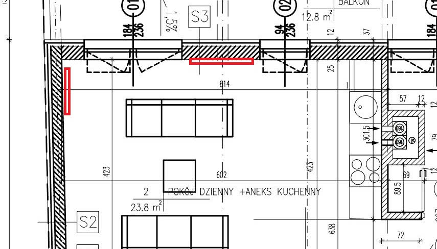 Duża wyspa kuchenna w salonie